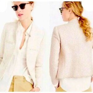 J.Crew Metallic wool Tweed Blazer Jacket in Off White 4 pockets SZ4 bust 37